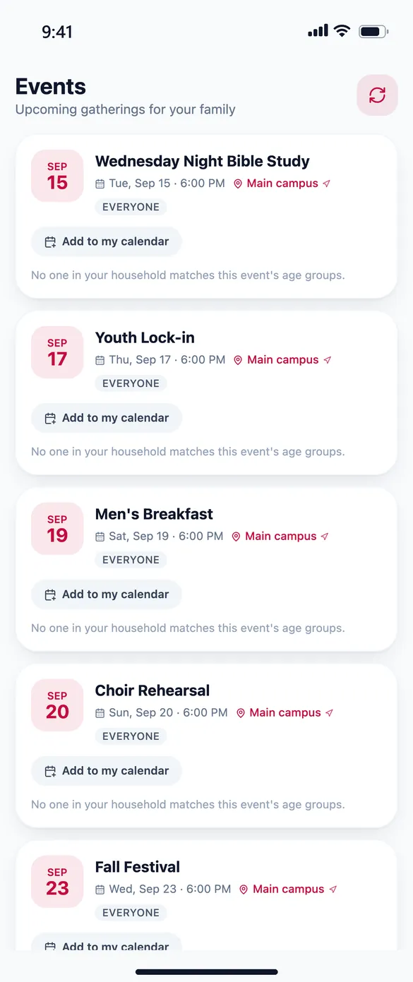 Events: add them to your calendar